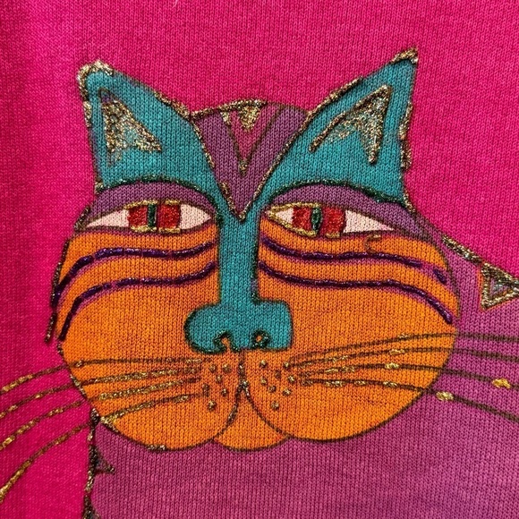 Vintage 80s Laurel Burch San Francisco Cat Crewneck Sweatshirt - Picture 2 of 14